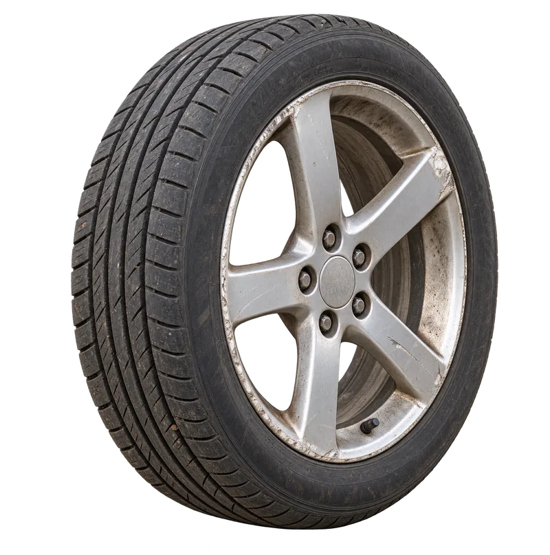 Used alloy wheel with tire.